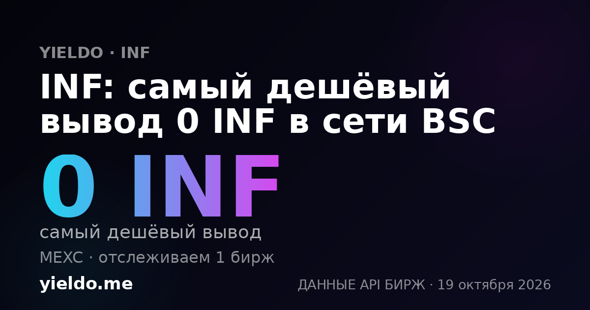 INF: самый дешёвый вывод 0 INF в сети BSC
