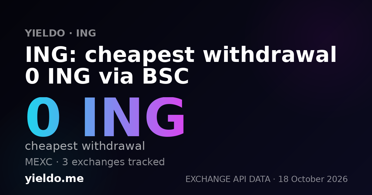 ING: cheapest withdrawal 0 ING via BSC