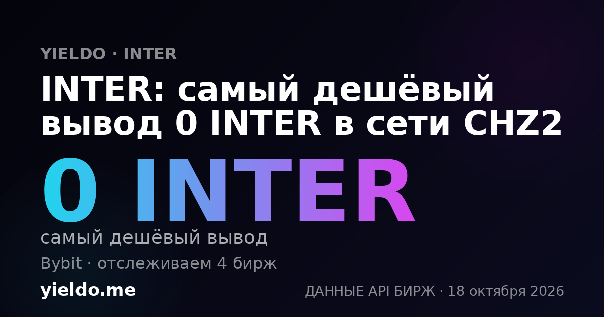 INTER: самый дешёвый вывод 0 INTER в сети CHZ2