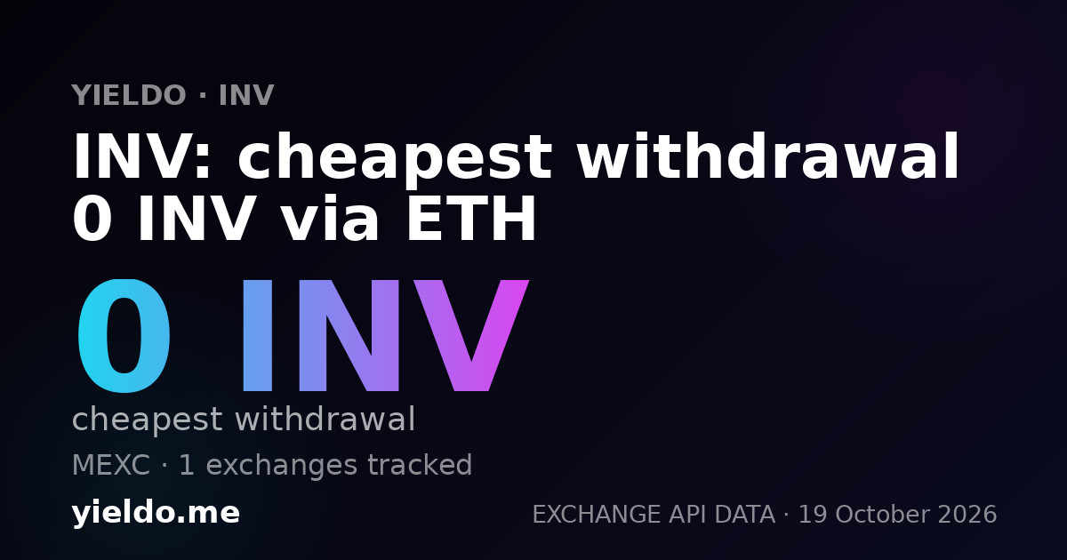 INV: cheapest withdrawal 0 INV via ETH