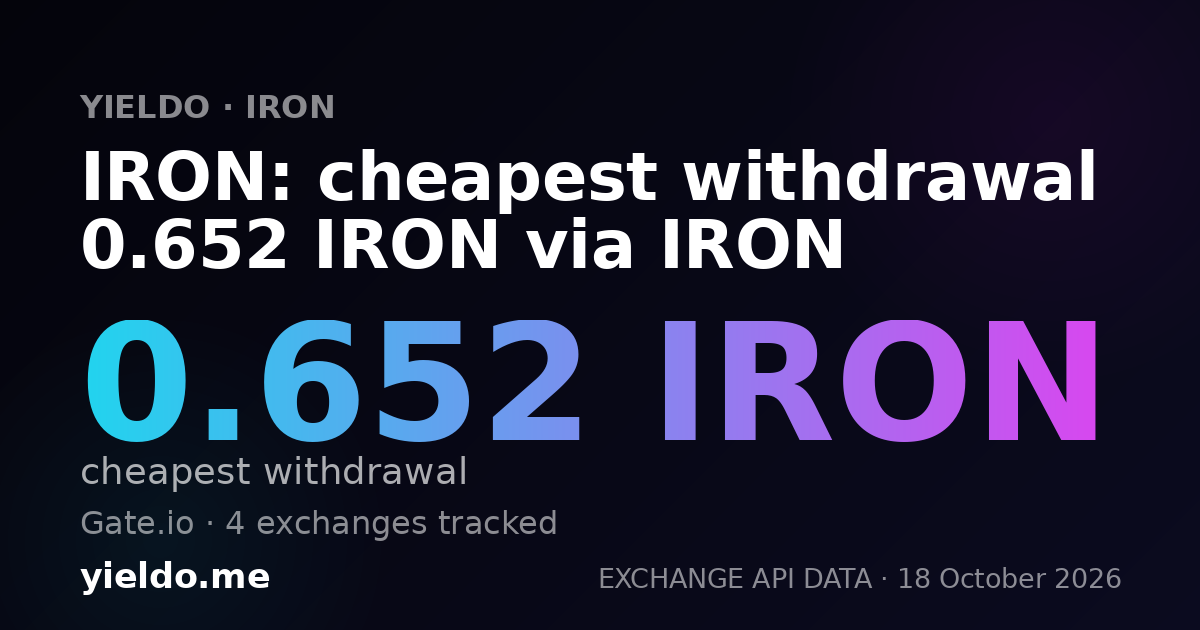 IRON: cheapest withdrawal 0.652 IRON via IRON
