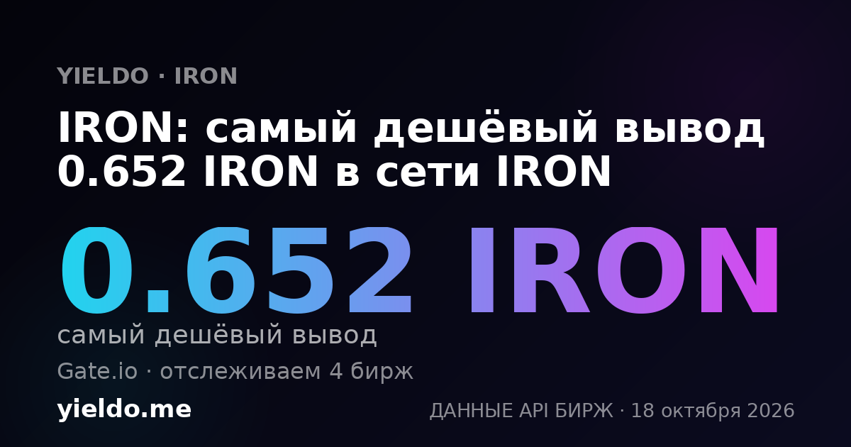 IRON: самый дешёвый вывод 0.652 IRON в сети IRON