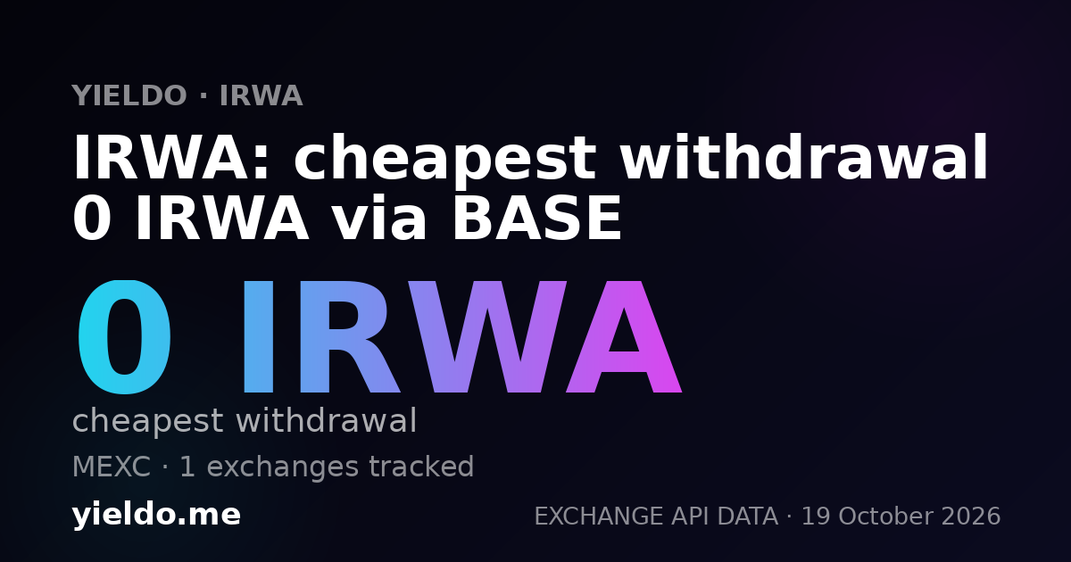 IRWA: cheapest withdrawal 0 IRWA via BASE