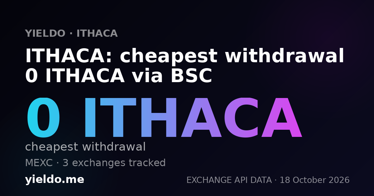 ITHACA: cheapest withdrawal 0 ITHACA via BSC