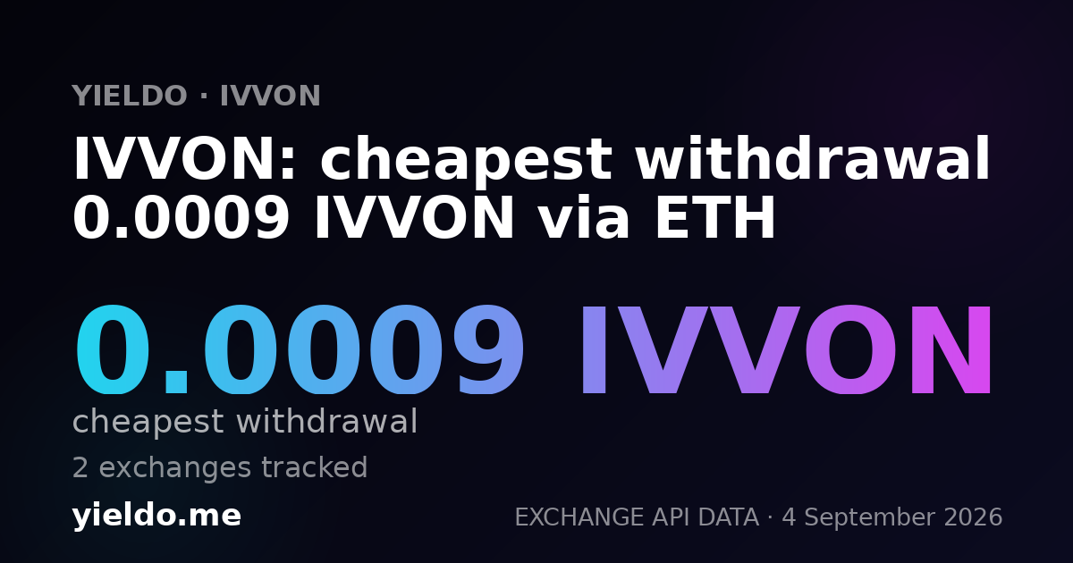 IVVON: cheapest withdrawal 0.0009 IVVON via ETH