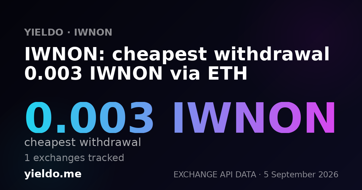 IWNON: cheapest withdrawal 0.003 IWNON via ETH