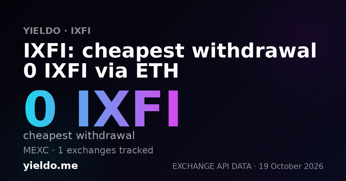 IXFI: cheapest withdrawal 0 IXFI via ETH