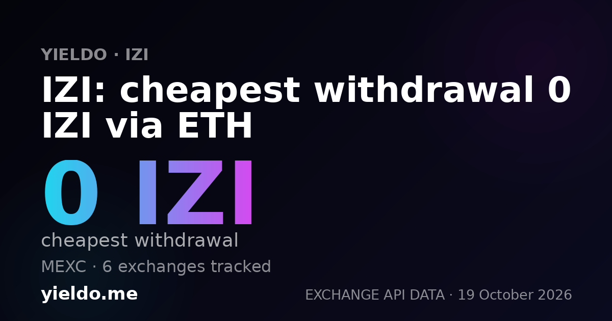 IZI: cheapest withdrawal 0 IZI via ETH