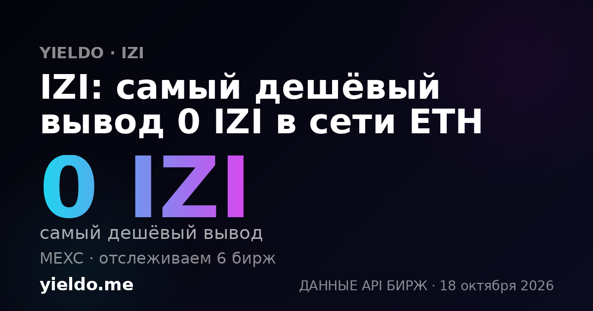 IZI: самый дешёвый вывод 0 IZI в сети ETH