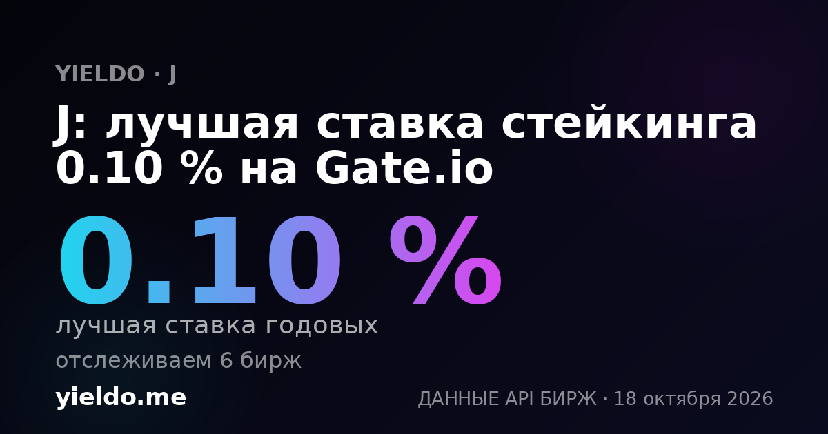 J: лучшая ставка стейкинга 0.10 % на Gate.io
