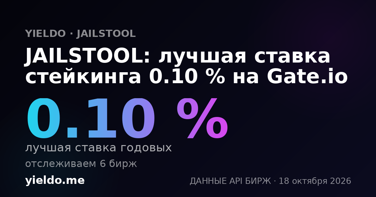 JAILSTOOL: лучшая ставка стейкинга 0.10 % на Gate.io