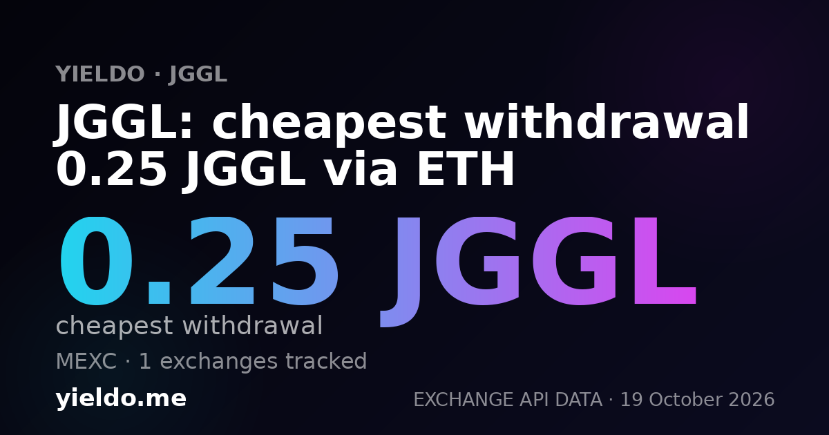 JGGL: cheapest withdrawal 0.25 JGGL via ETH