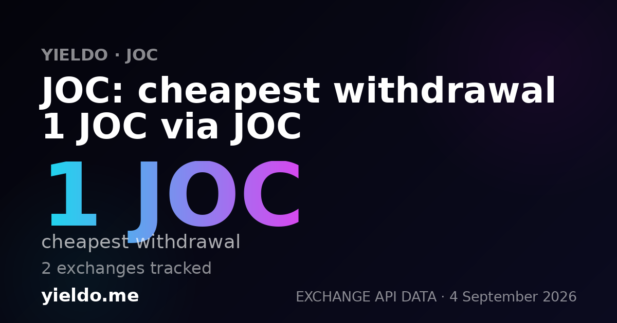 JOC: cheapest withdrawal 1 JOC via JOC