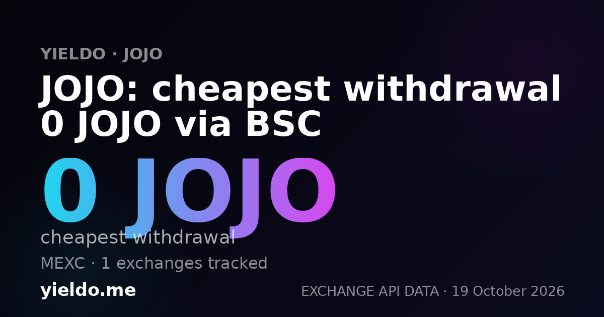 JOJO: cheapest withdrawal 0 JOJO via BSC