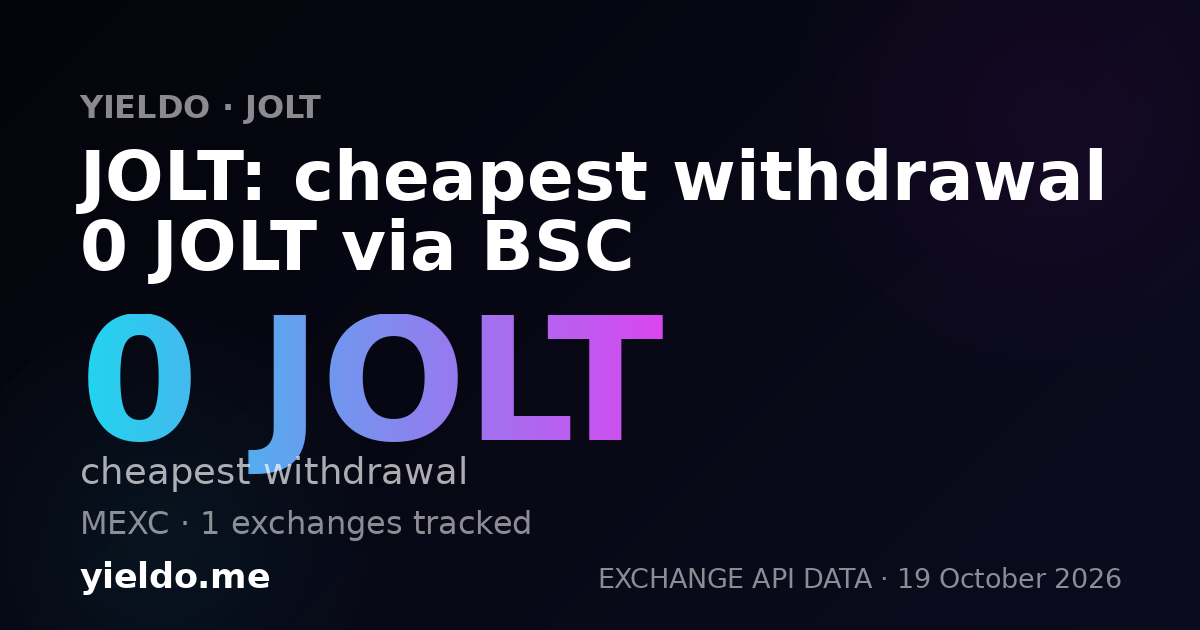 JOLT: cheapest withdrawal 0 JOLT via BSC