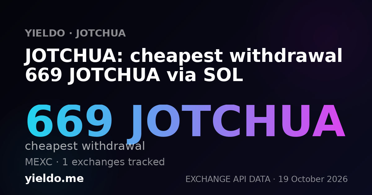 JOTCHUA: cheapest withdrawal 669 JOTCHUA via SOL