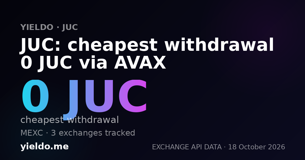 JUC: cheapest withdrawal 0 JUC via AVAX