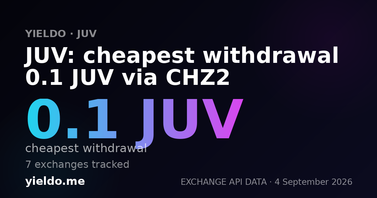 JUV: cheapest withdrawal 0.1 JUV via CHZ2
