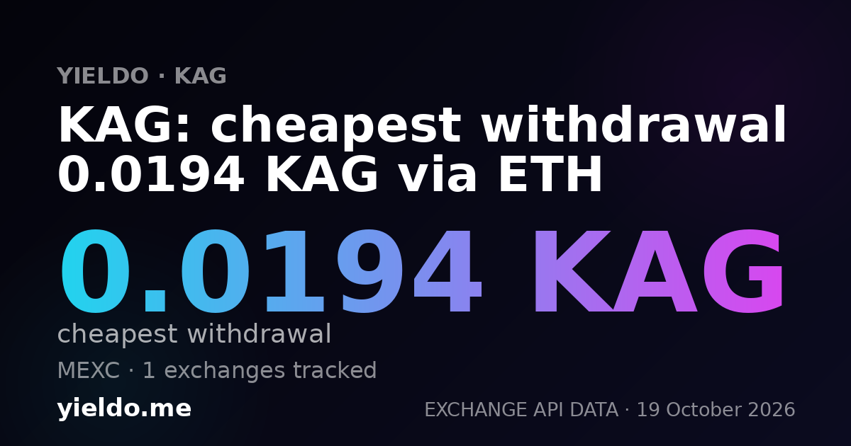 KAG: cheapest withdrawal 0.0194 KAG via ETH