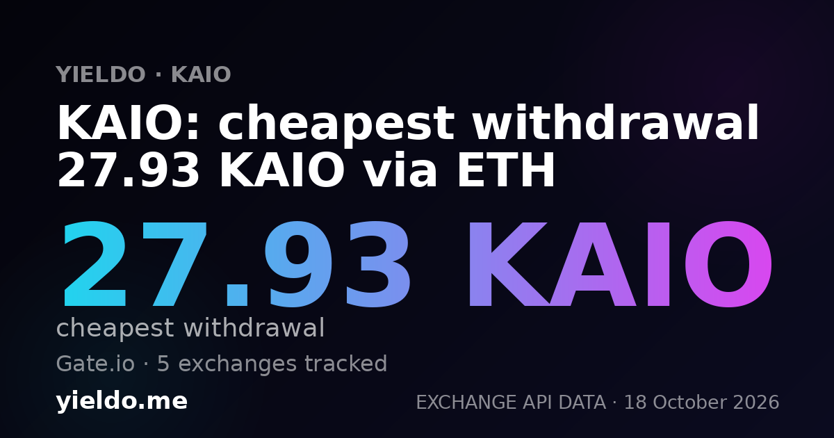 KAIO: cheapest withdrawal 27.93 KAIO via ETH