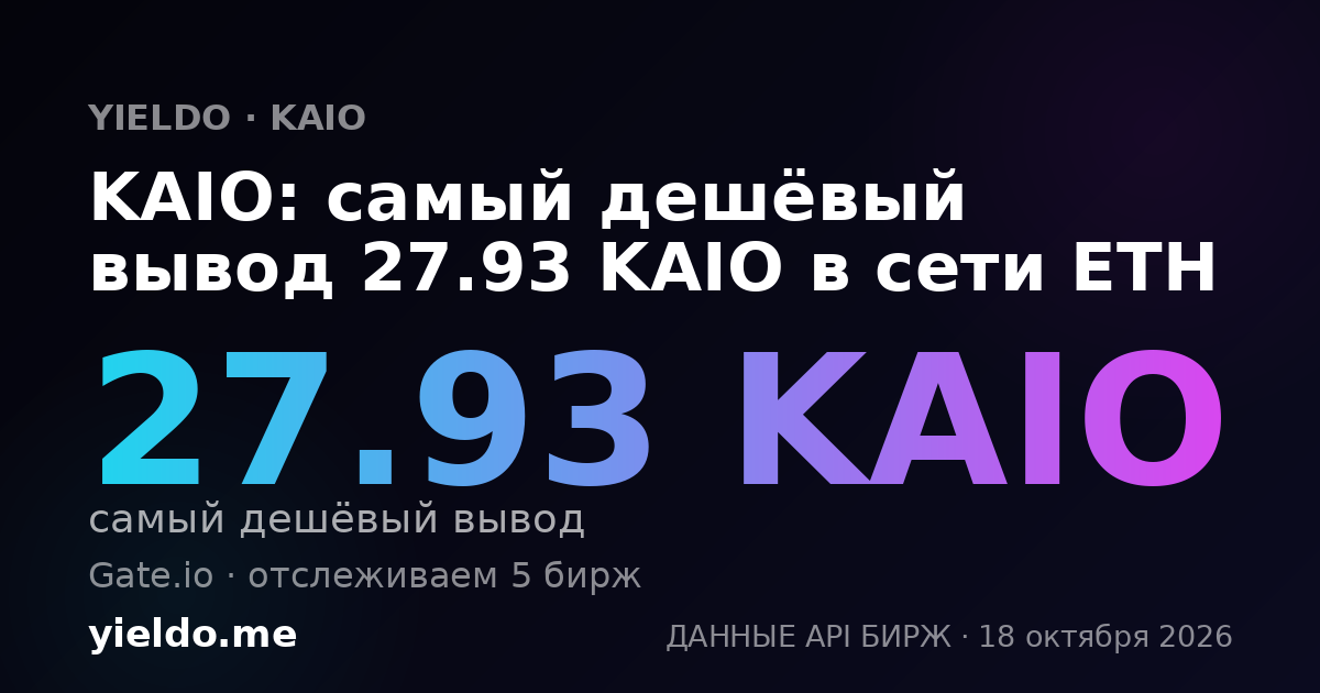 KAIO: самый дешёвый вывод 27.93 KAIO в сети ETH