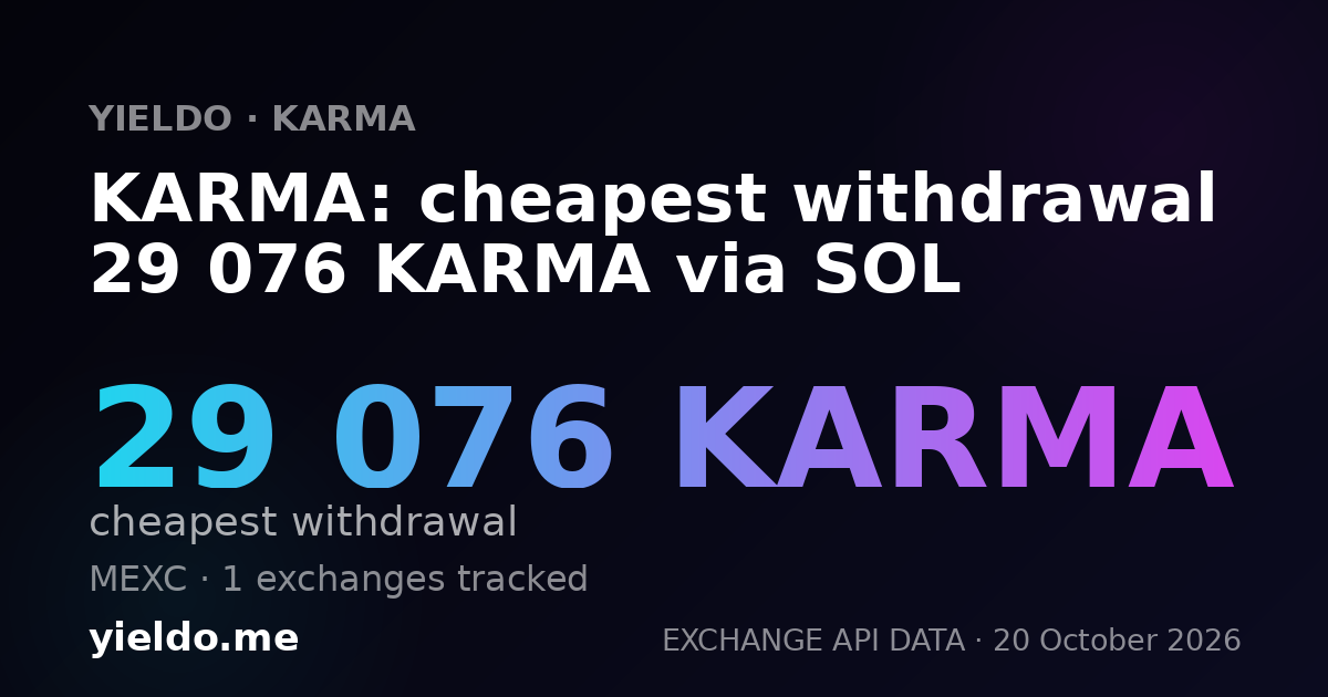 KARMA: cheapest withdrawal 29 076 KARMA via SOL