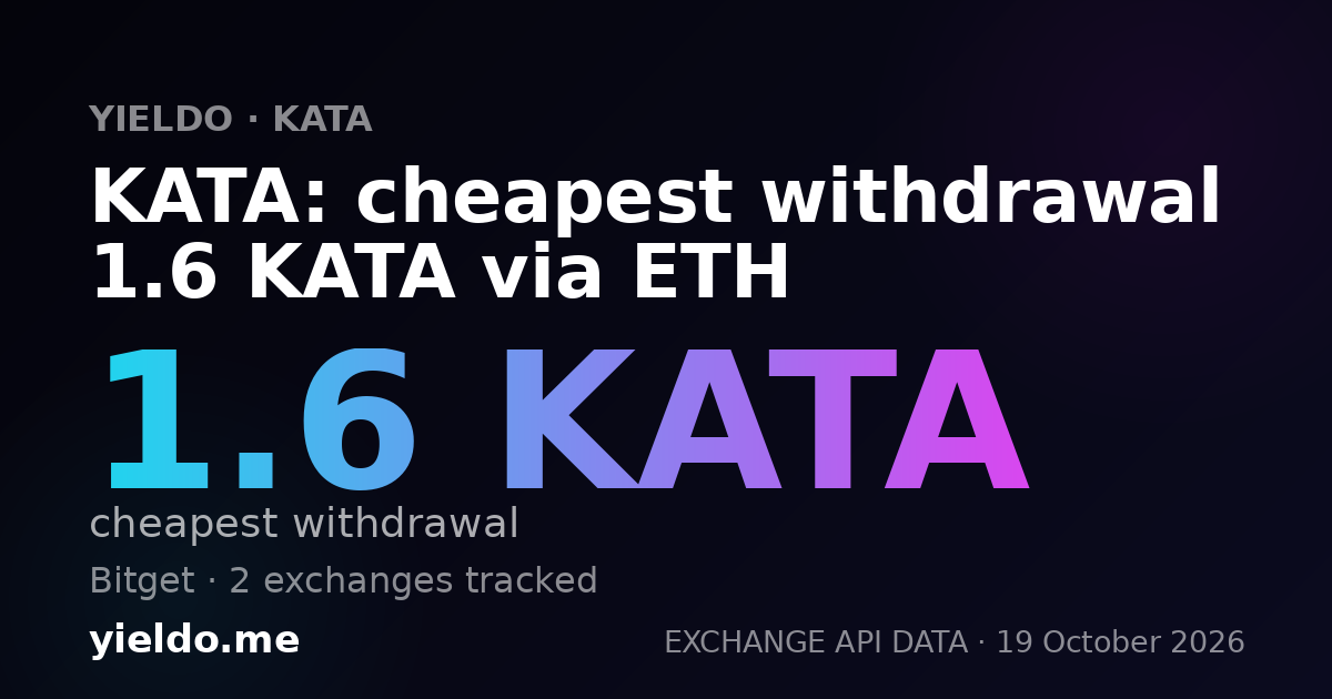 KATA: cheapest withdrawal 1.6 KATA via ETH