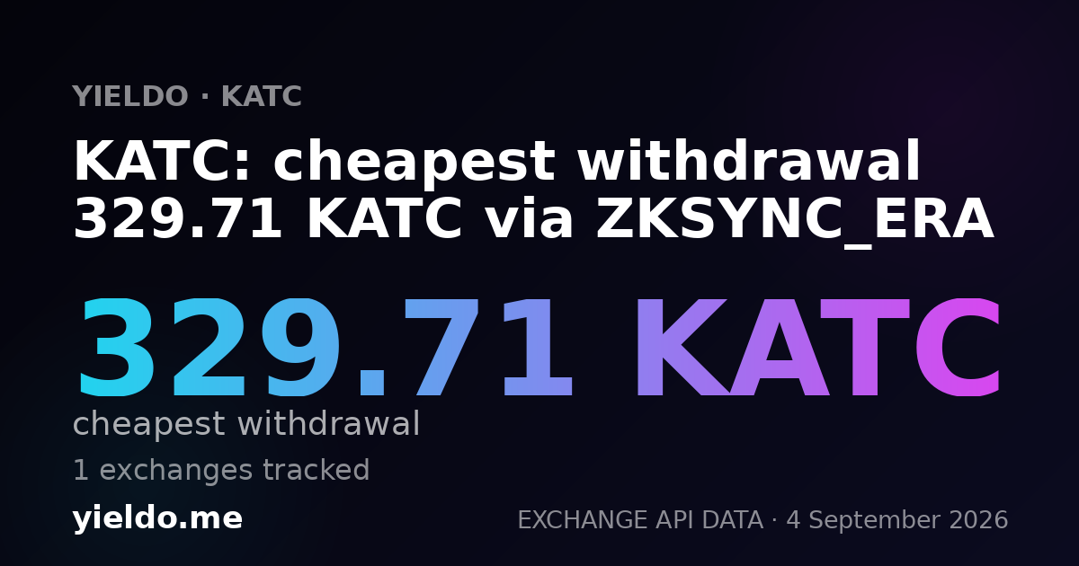 KATC: cheapest withdrawal 329.71 KATC via ZKSYNC_ERA