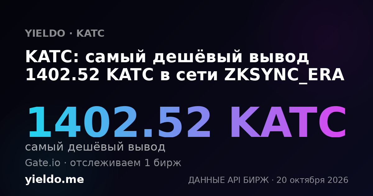 KATC: самый дешёвый вывод 1402.52 KATC в сети ZKSYNC_ERA