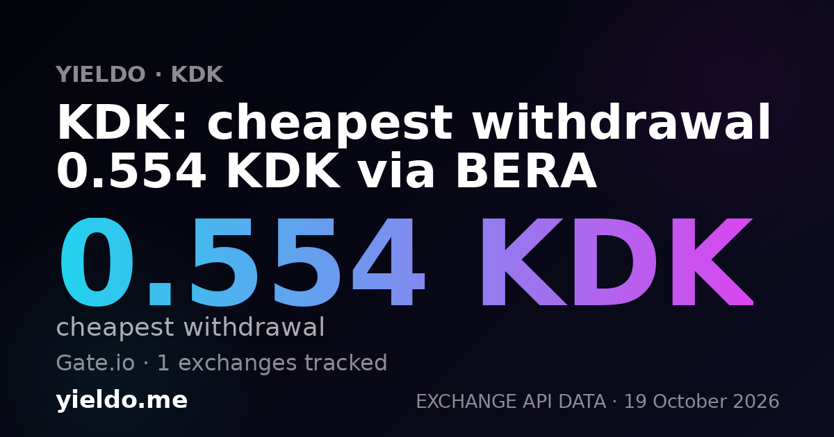 KDK: cheapest withdrawal 0.554 KDK via BERA