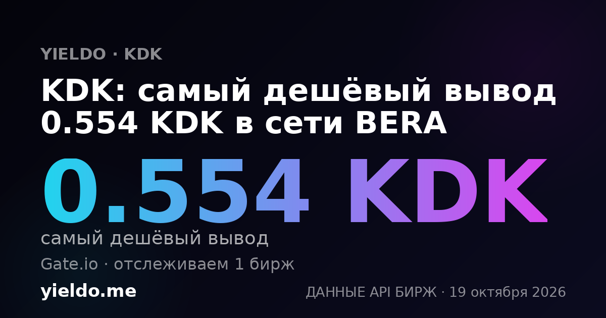 KDK: самый дешёвый вывод 0.554 KDK в сети BERA