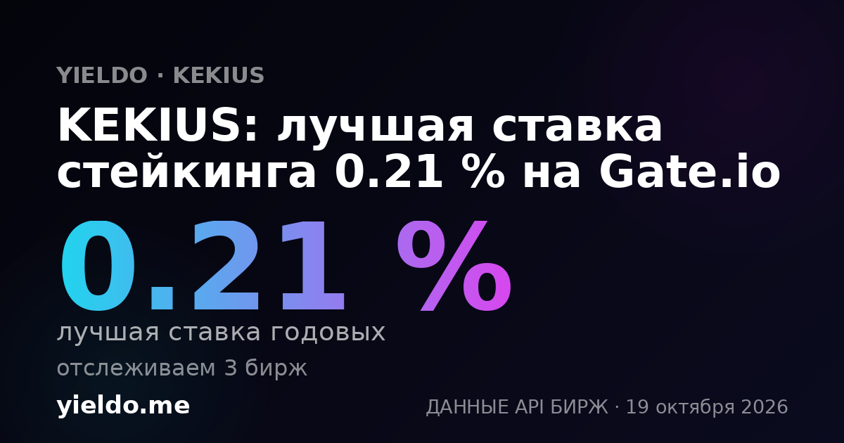KEKIUS: лучшая ставка стейкинга 0.21 % на Gate.io