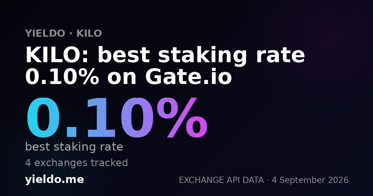 KILO: best staking rate 0.10% on Gate.io