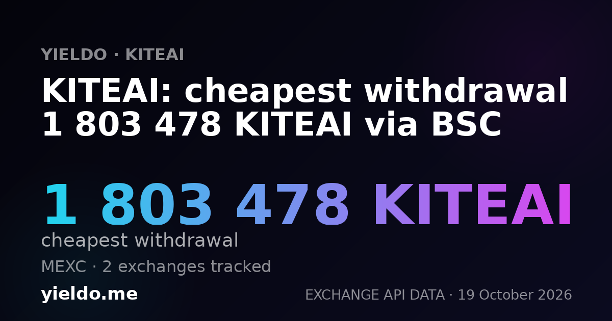 KITEAI: cheapest withdrawal 1 803 478 KITEAI via BSC