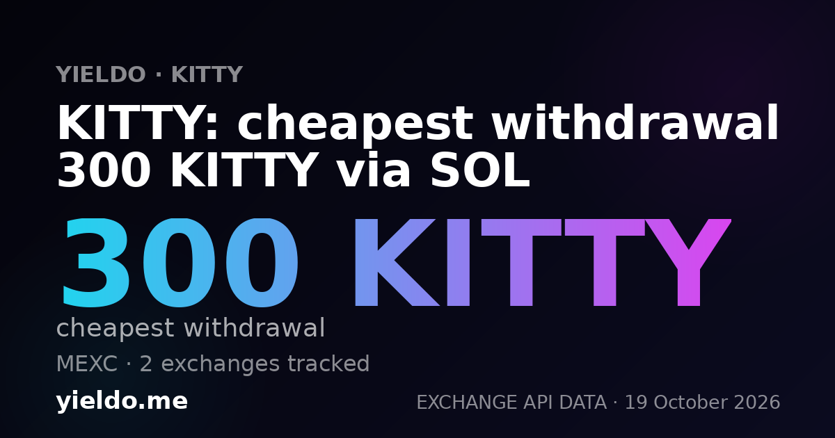 KITTY: cheapest withdrawal 300 KITTY via SOL