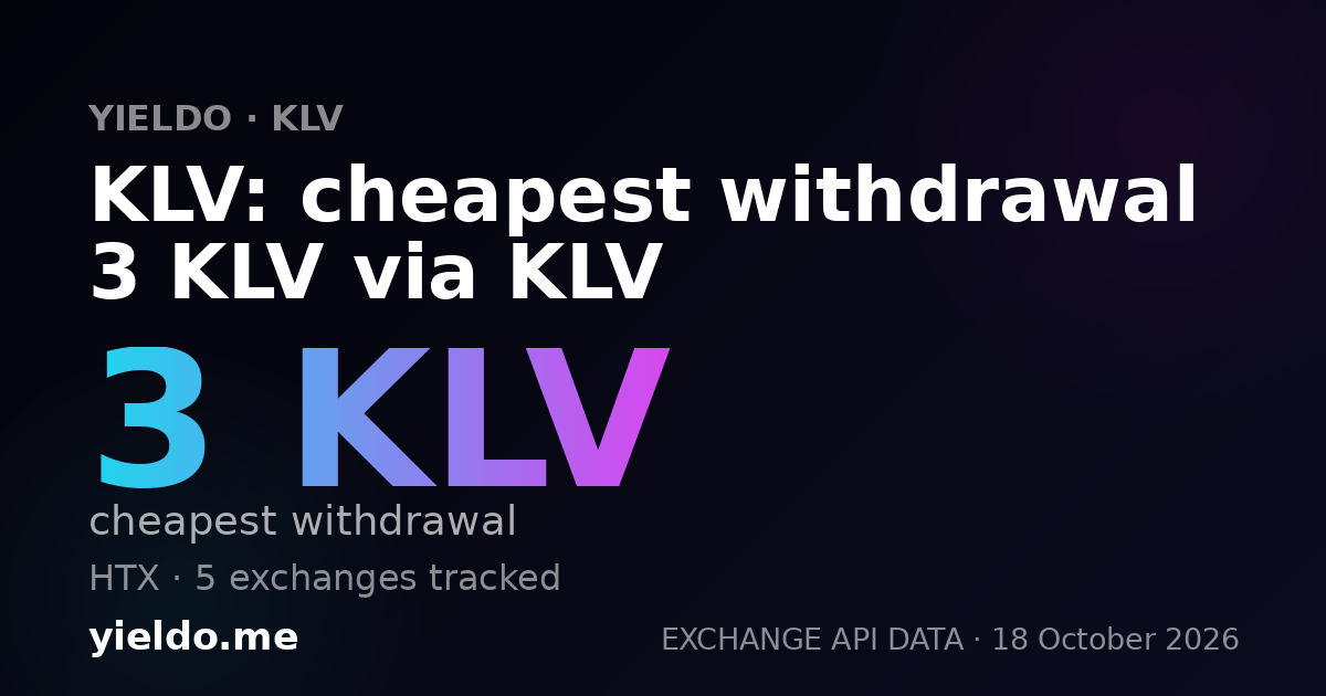 KLV: cheapest withdrawal 3 KLV via KLV