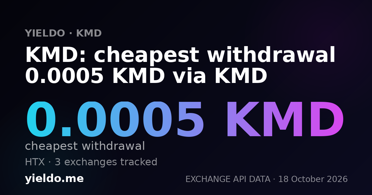 KMD: cheapest withdrawal 0.0005 KMD via KMD