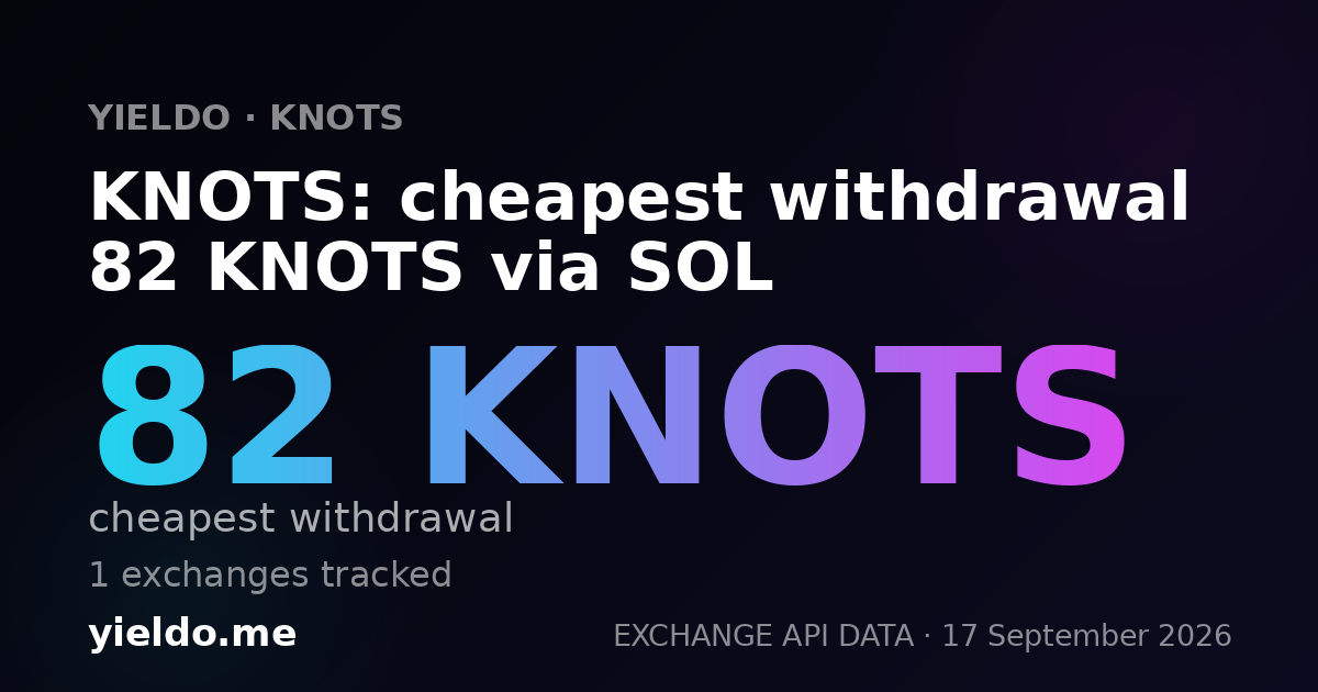 KNOTS: cheapest withdrawal 82 KNOTS via SOL