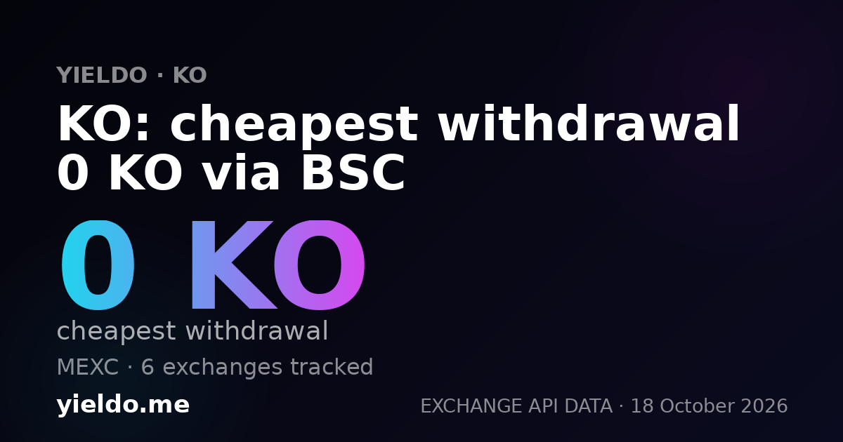 KO: cheapest withdrawal 0 KO via BSC