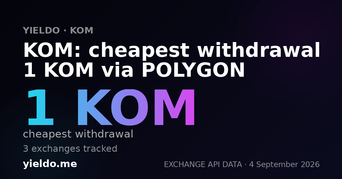KOM: cheapest withdrawal 1 KOM via POLYGON