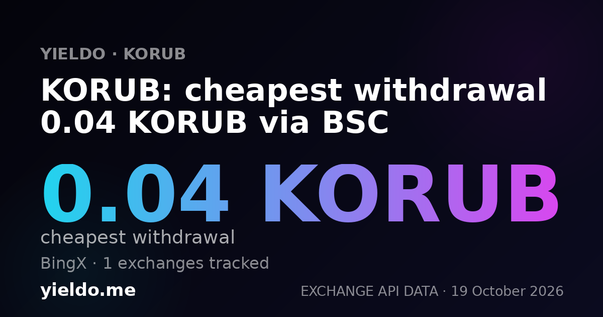 KORUB: cheapest withdrawal 0.04 KORUB via BSC