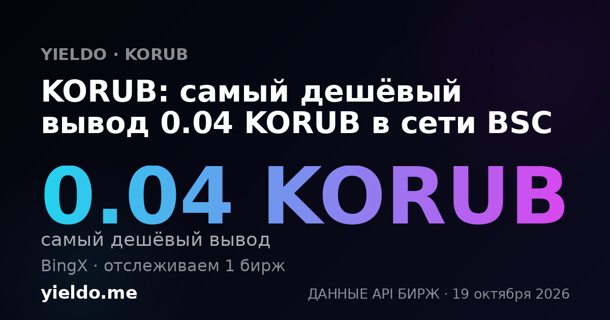 KORUB: самый дешёвый вывод 0.04 KORUB в сети BSC