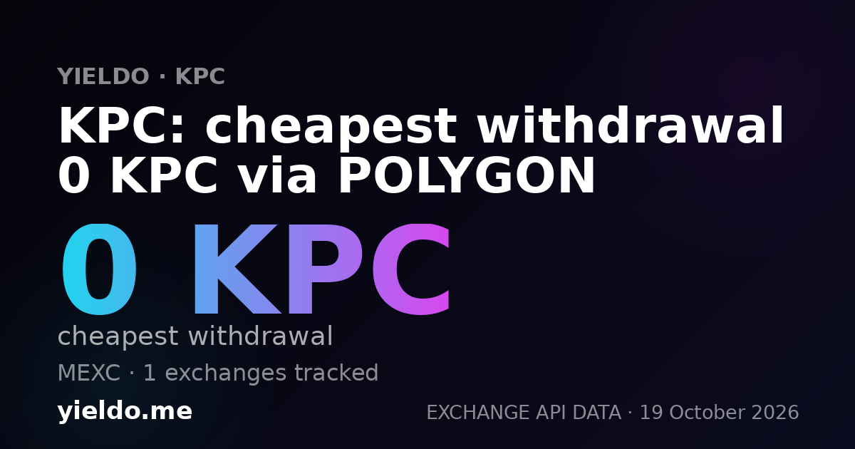 KPC: cheapest withdrawal 0 KPC via POLYGON