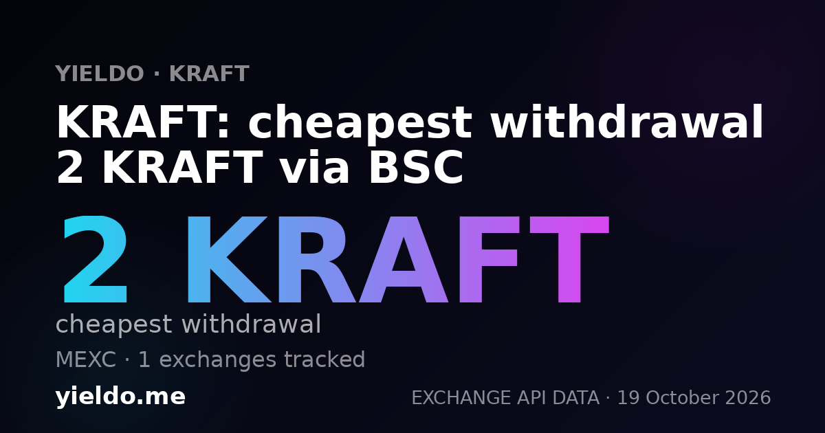 KRAFT: cheapest withdrawal 2 KRAFT via BSC