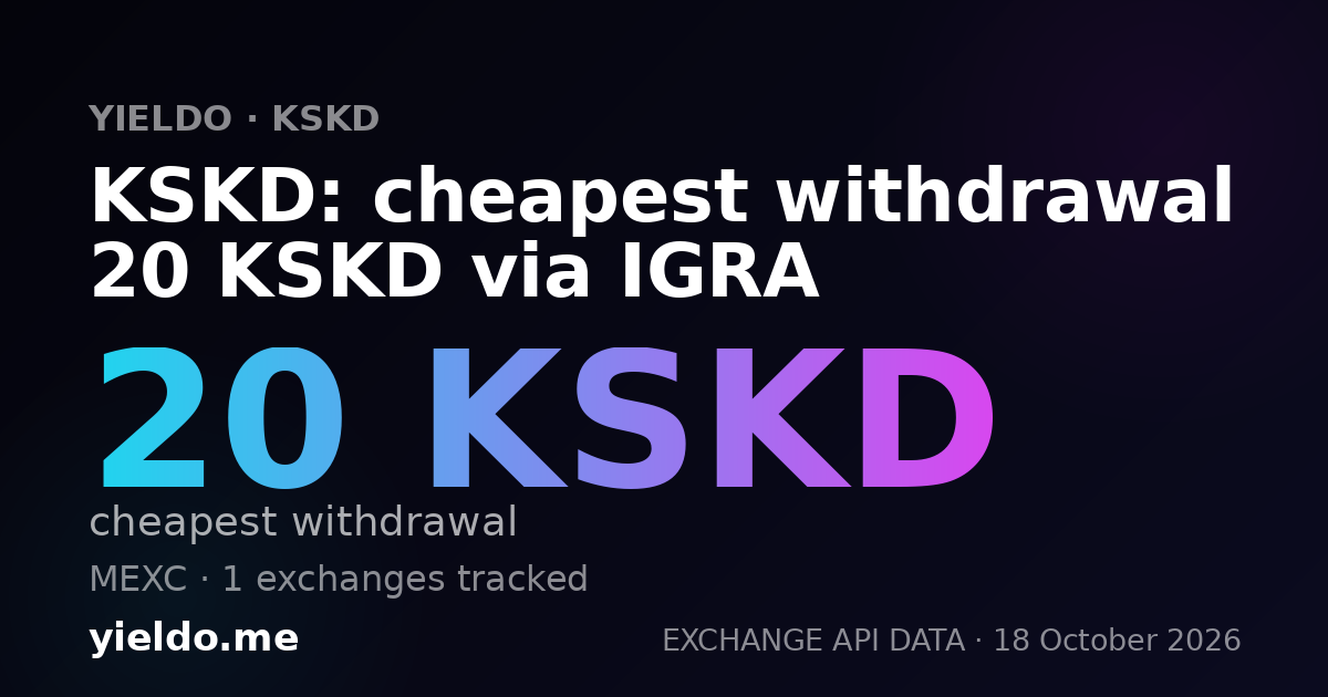 KSKD: cheapest withdrawal 20 KSKD via IGRA