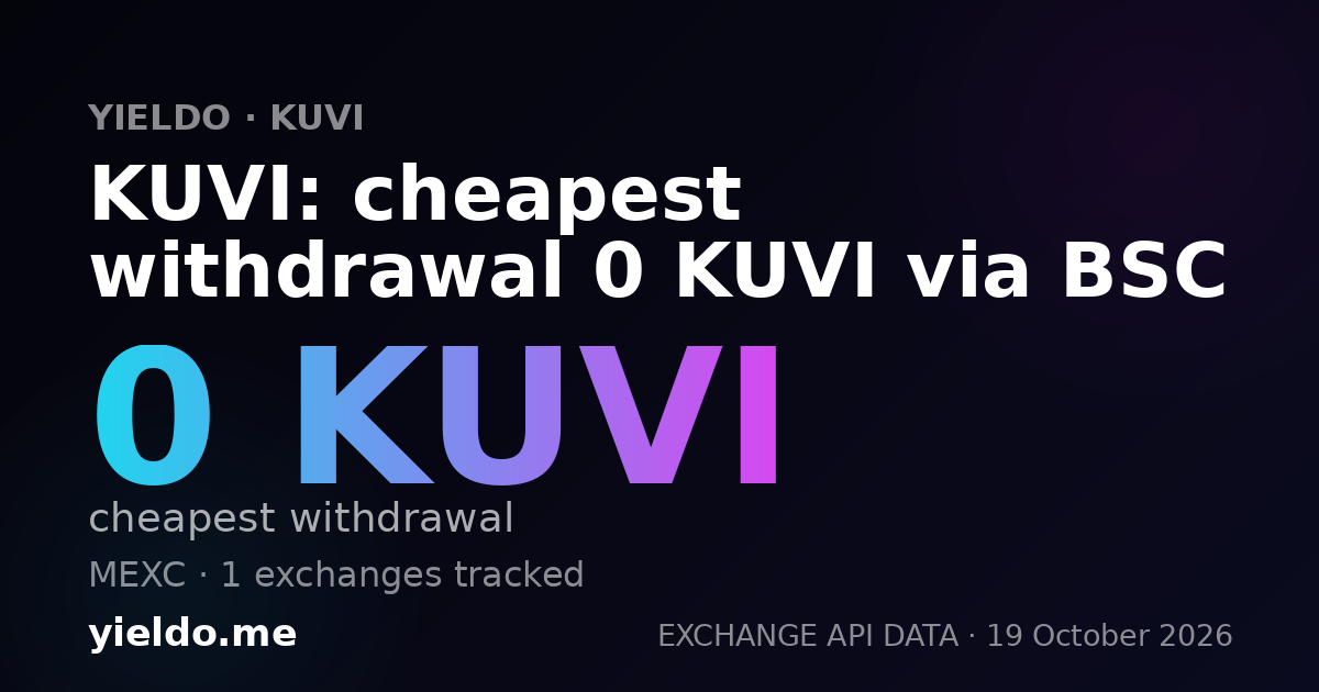 KUVI: cheapest withdrawal 0 KUVI via BSC