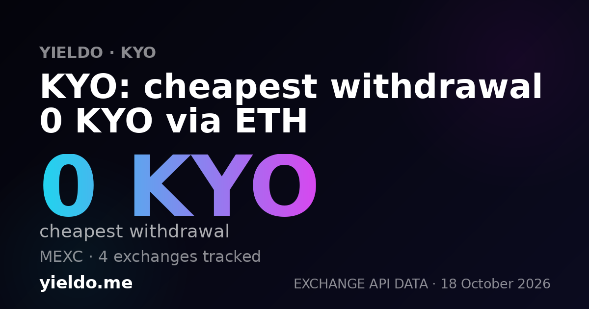 KYO: cheapest withdrawal 0 KYO via ETH