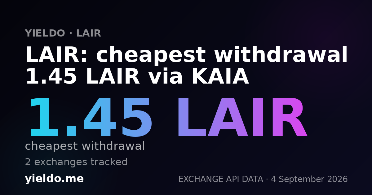 LAIR: cheapest withdrawal 1.45 LAIR via KAIA