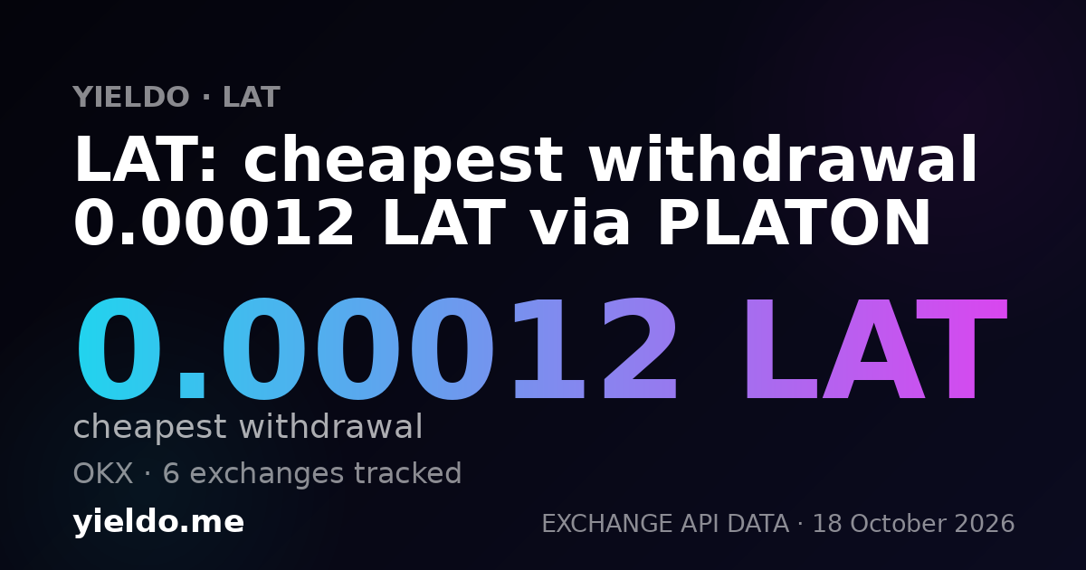 LAT: cheapest withdrawal 0.00012 LAT via PLATON