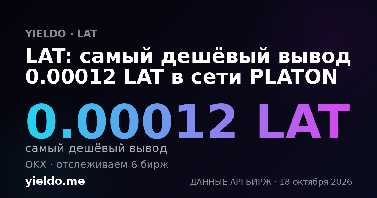 LAT: самый дешёвый вывод 0.00012 LAT в сети PLATON